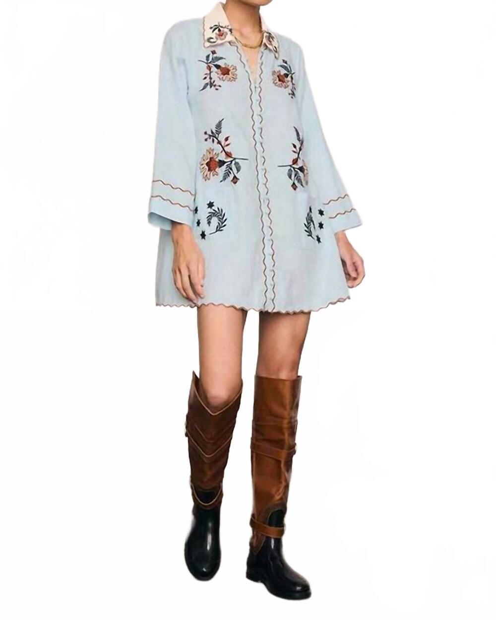 NEW BOHEMIAN TRADERS scallop mini dress in blue